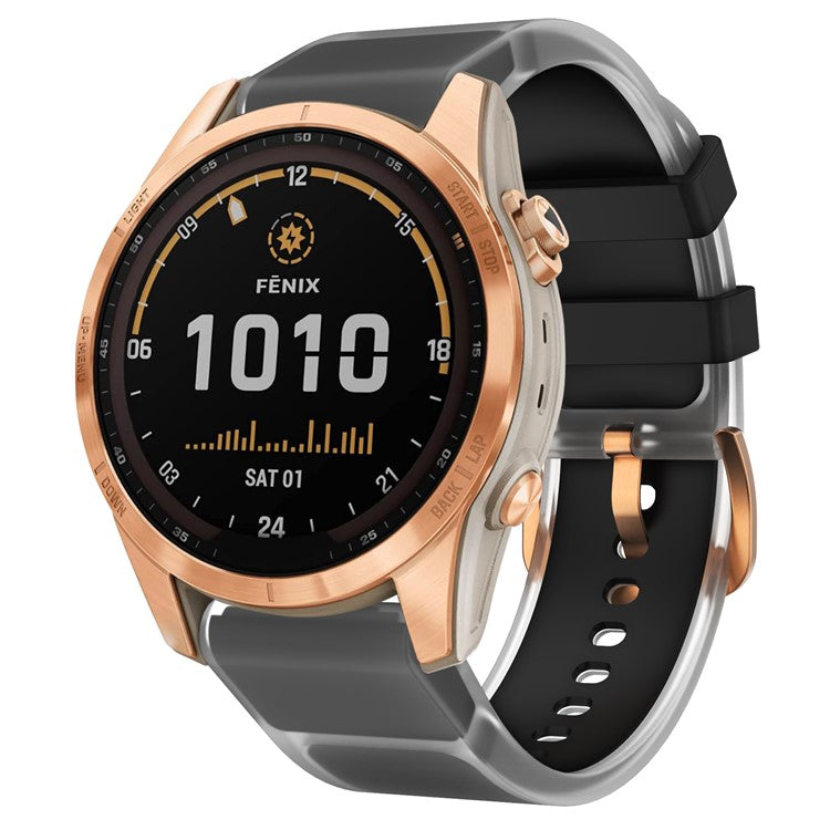 KALEBOL For Garmin Fenix 7S  /  7S Pro  /  6S  /  6S Pro Quickfit 20mm Silicone Band Glacier Translucent Watch Strap - Black