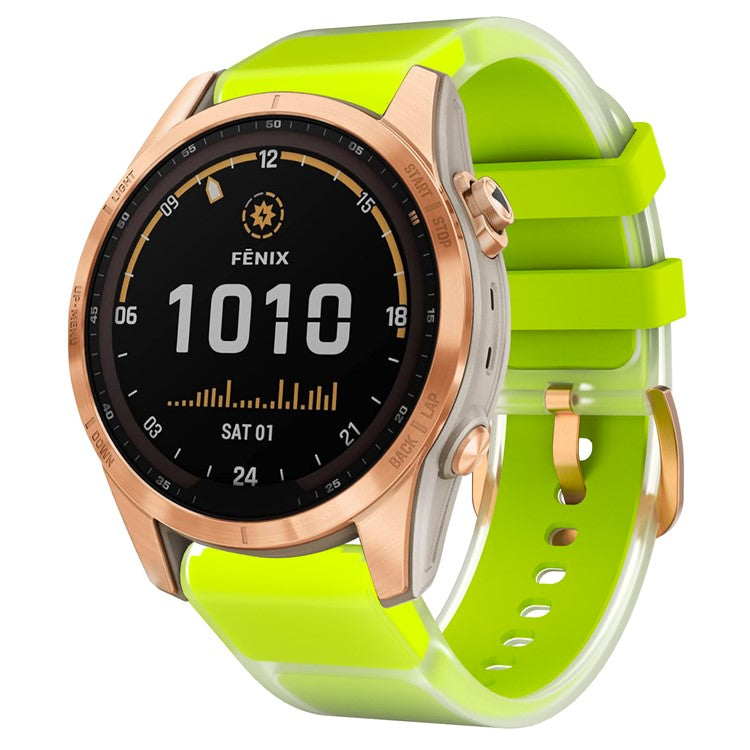 KALEBOL For Garmin Fenix 7S  /  7S Pro  /  6S  /  6S Pro QuickFit 20mm Silicone Band Translucent Watch Strap - Lime