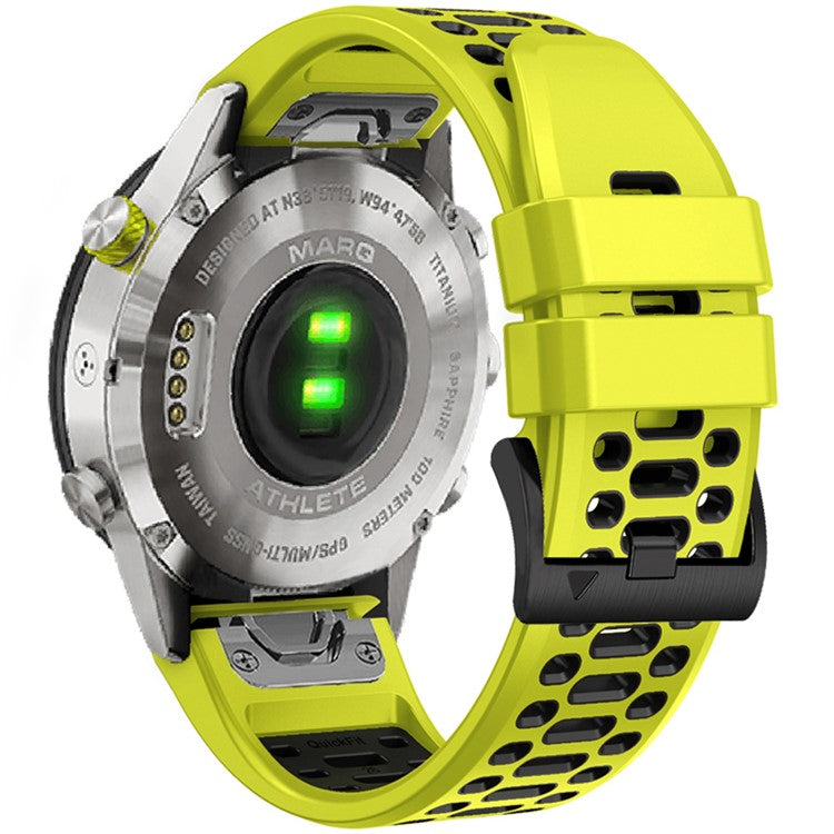 KALEBOL For Garmin Fenix 7X / 7X Pro / 6X / 6X Pro Watch Strap Quickfit 26mm Dual Color Silicone Band - Lime+Black
