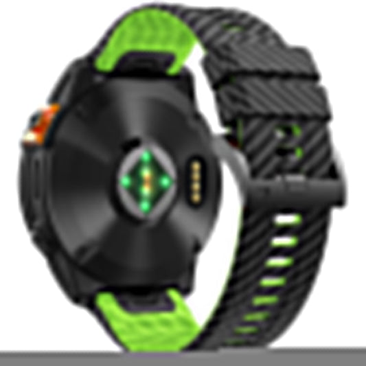 KALEBOL For Garmin Fenix 7 / 7 Pro / 6 / 6 Pro Silicone Watch Band Quickfit 22mm Carbon Fiber Texture Strap - Black+Lime