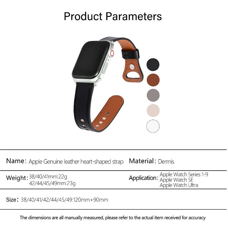 KALEBOL For Apple Watch Series 10 42mm / 9 8 7 41mm / SE (2023) SE (2022) SE 6 5 4 40mm / 3 2 1 38mm Genuine Cow Leather Watch Band - Pink