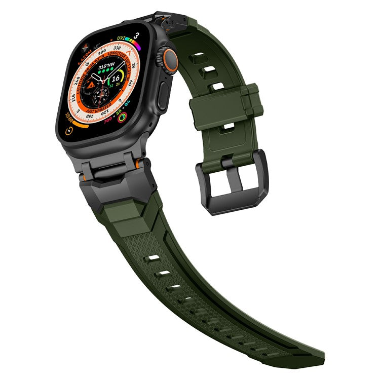 For Apple Watch 10 46mm / Ultra 2 / Ultra 49mm / 9 8 7 45mm / SE (2023) SE (2022) SE 6 5 4 44mm / 3 2 1 42mm Liquid Silicone Strap - Titanium+Green
