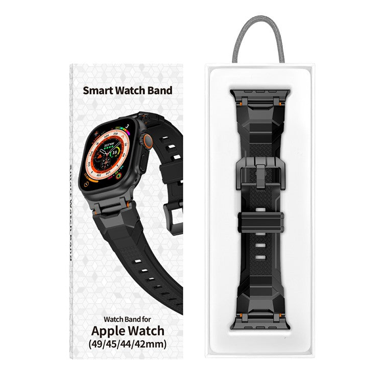 For Apple Watch 10 46mm / Ultra 2 / Ultra 49mm / 9 8 7 45mm / SE (2023) SE (2022) SE 6 5 4 44mm / 3 2 1 42mm Liquid Silicone Strap - Titanium+Green