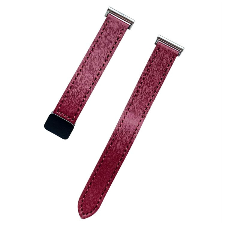 For Samsung Galaxy Watch3 45mm / Watch 46mm / Huawei Watch GT 4 46mm / Watch 4 22mm Magnetic Buckle Slim Microfiber Leather Watch Strap - Wine Red