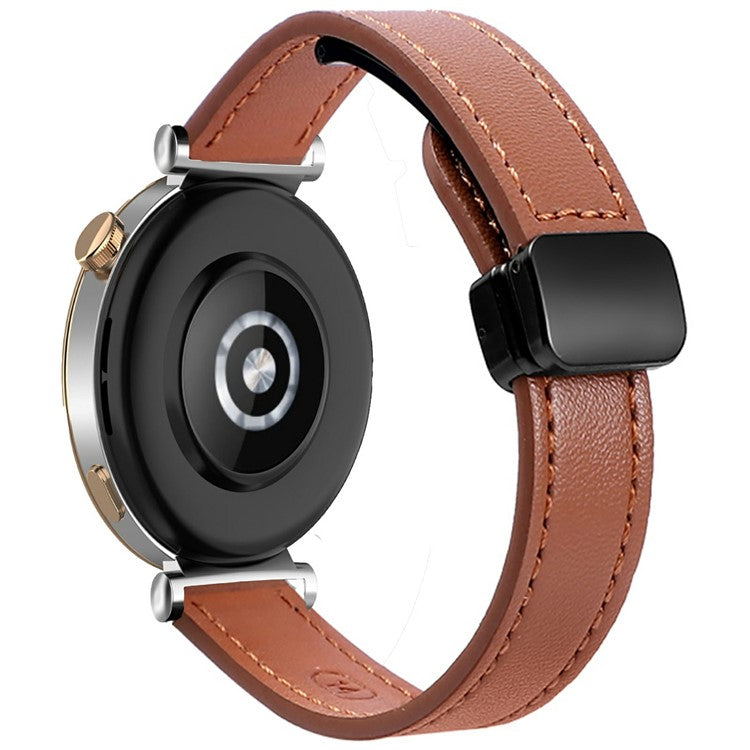 For Samsung Galaxy Watch7 / Watch FE / Watch6 / Watch 5 / Watch4 Universal 20mm Magnetic Buckle Slim Microfiber Leather Watch Strap - Mocha Brown