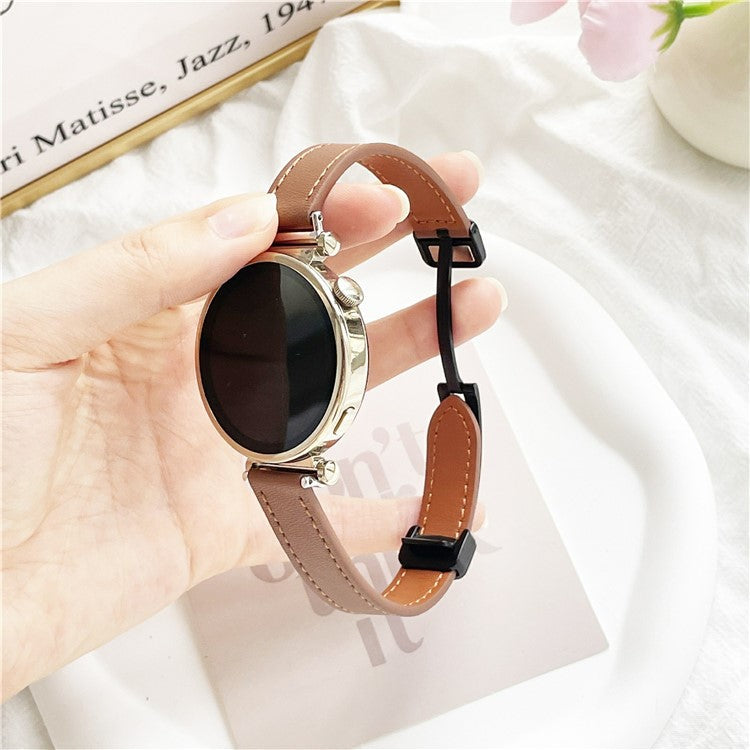 For Samsung Galaxy Watch7 / Watch FE / Watch6 / Watch 5 / Watch4 Universal 20mm Magnetic Buckle Slim Microfiber Leather Watch Strap - Mocha Brown