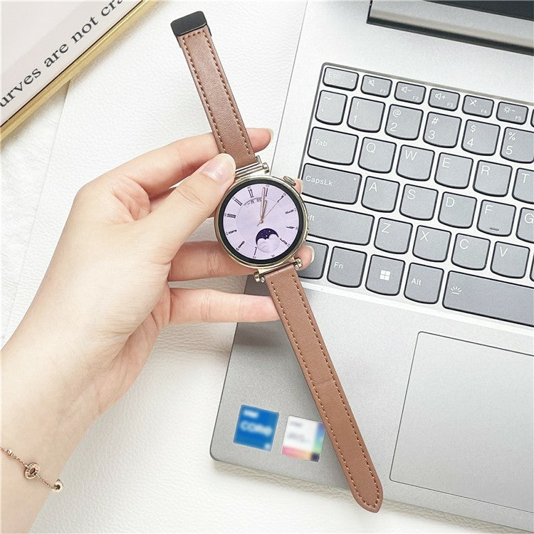 For Samsung Galaxy Watch7 / Watch FE / Watch6 / Watch 5 / Watch4 Universal 20mm Magnetic Buckle Slim Microfiber Leather Watch Strap - Mocha Brown