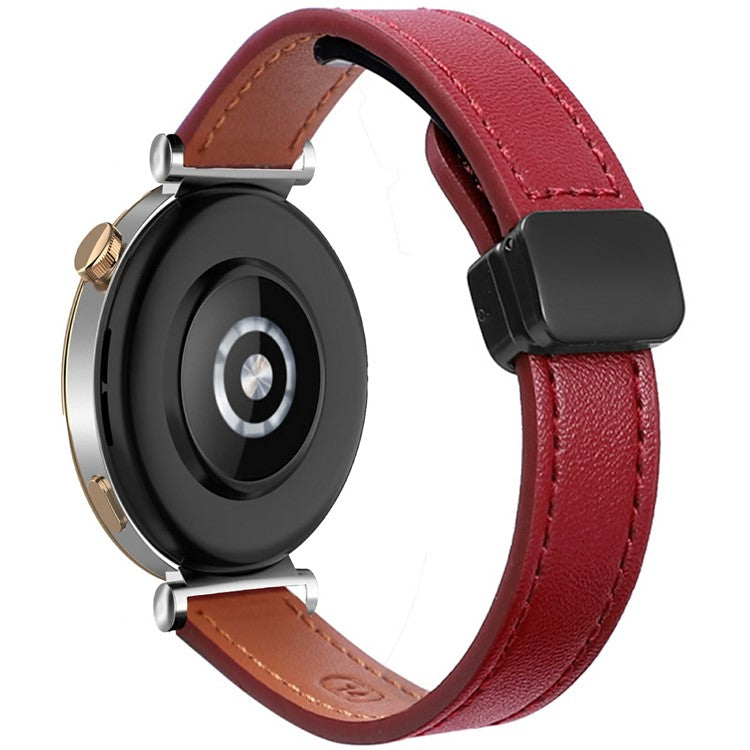 For Samsung Galaxy Watch7 / Watch FE / Watch6 / Watch 5 / Watch4 Universal 20mm Magnetic Buckle Slim Microfiber Leather Watch Strap - Wine Red
