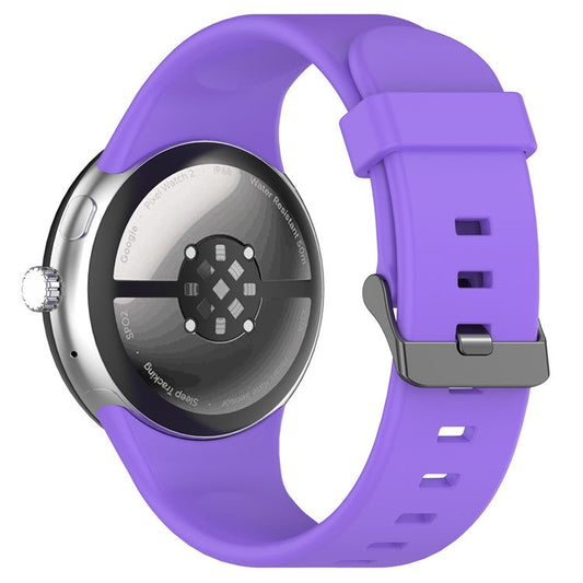 For Google Pixel Watch 3 45mm Silicone Watch Band Replacement Strap with Metal Connector - Purple