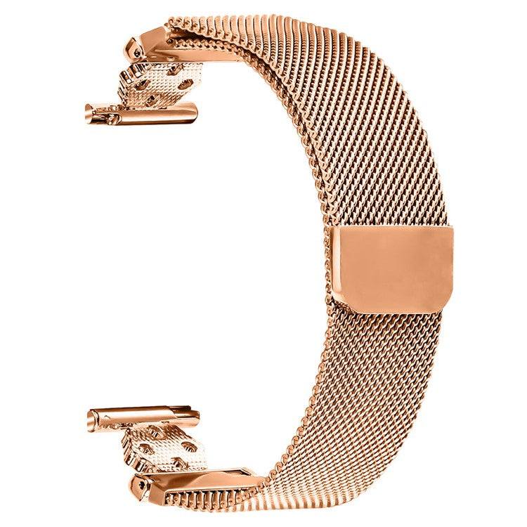 For Samsung Galaxy Watch4 Classic 42mm / 46mm Milanese Band Flower Stainless Steel Magnetic Mesh Watch Strap - Rose Gold