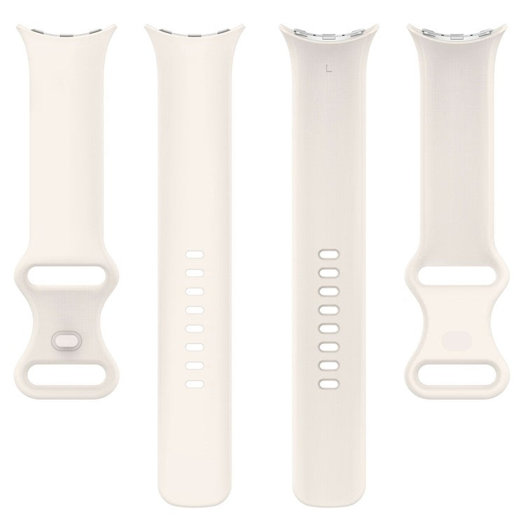 For Google Pixel Watch 3 45mm Replacement Strap 8 Shape Silicone Watch Band with Color Buckle, Size L - Official White