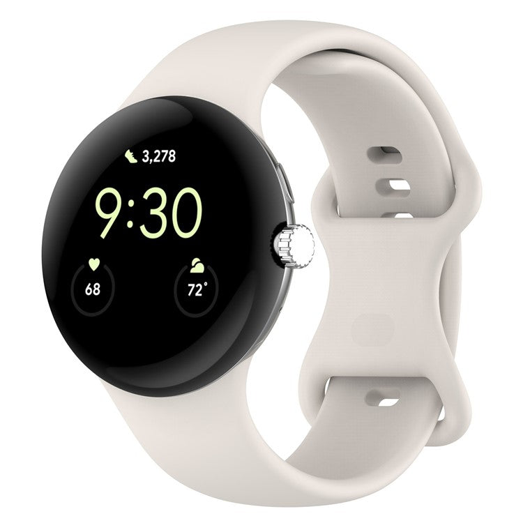 For Google Pixel Watch 3 45mm Replacement Strap 8 Shape Silicone Watch Band with Color Buckle, Size L - Official White
