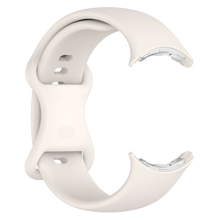 For Google Pixel Watch 3 45mm Replacement Strap 8 Shape Silicone Watch Band with Color Buckle, Size L - Official White