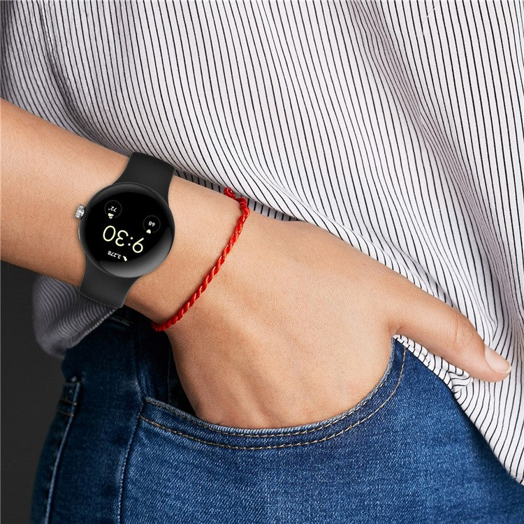 For Google Pixel Watch 3 45mm Replacement Strap 8 Shape Silicone Watch Band with Color Buckle, Size L - Official White