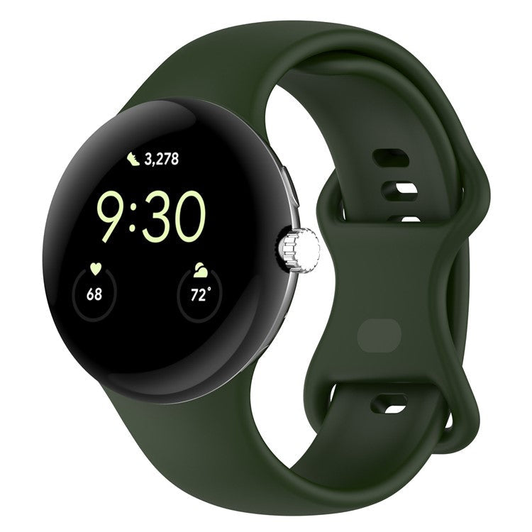 For Google Pixel Watch 3 45mm Replacement Strap 8 Shape Silicone Watch Band with Color Buckle, Size L - Dark Green