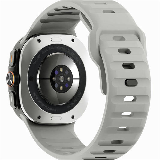 For Samsung Galaxy Watch Ultra 47mm Silicone Watch Band Breathable Sport  Watch Strap - Light Grey