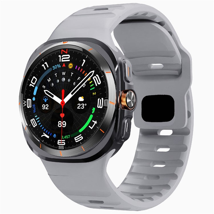 For Samsung Galaxy Watch Ultra 47mm Silicone Watch Band Breathable Sport  Watch Strap - Light Grey