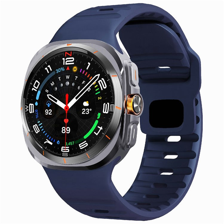 For Samsung Galaxy Watch Ultra 47mm Silicone Watch Band Breathable Sport  Watch Strap - Midnight Blue
