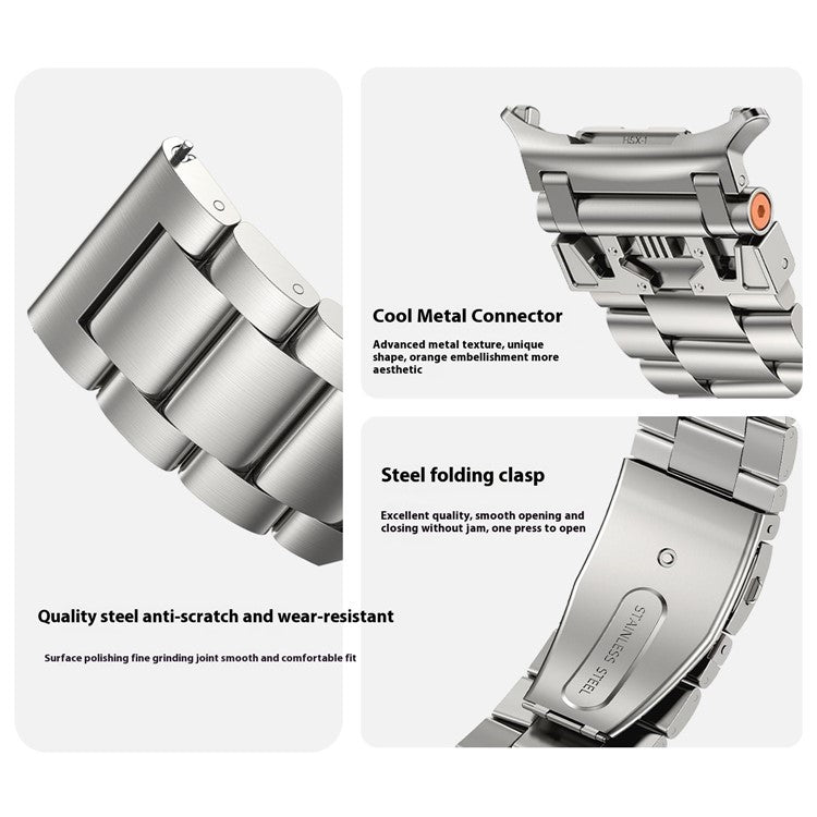 For Samsung Galaxy Watch Ultra 47mm Watch Band Stainless Steel Replacement Strap - Starlight