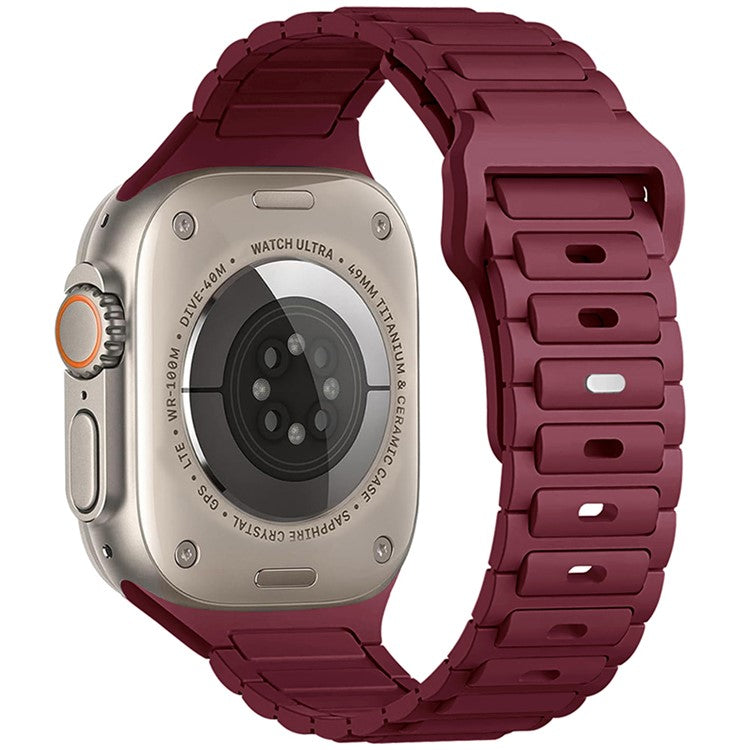 For Apple Watch 10 46mm / Ultra 2 / Ultra 49mm / 9 8 7 45mm / SE (2023) SE (2022) SE 6 5 4 44mm / 3 2 1 42mm Silicone Watch Band - Wine Red