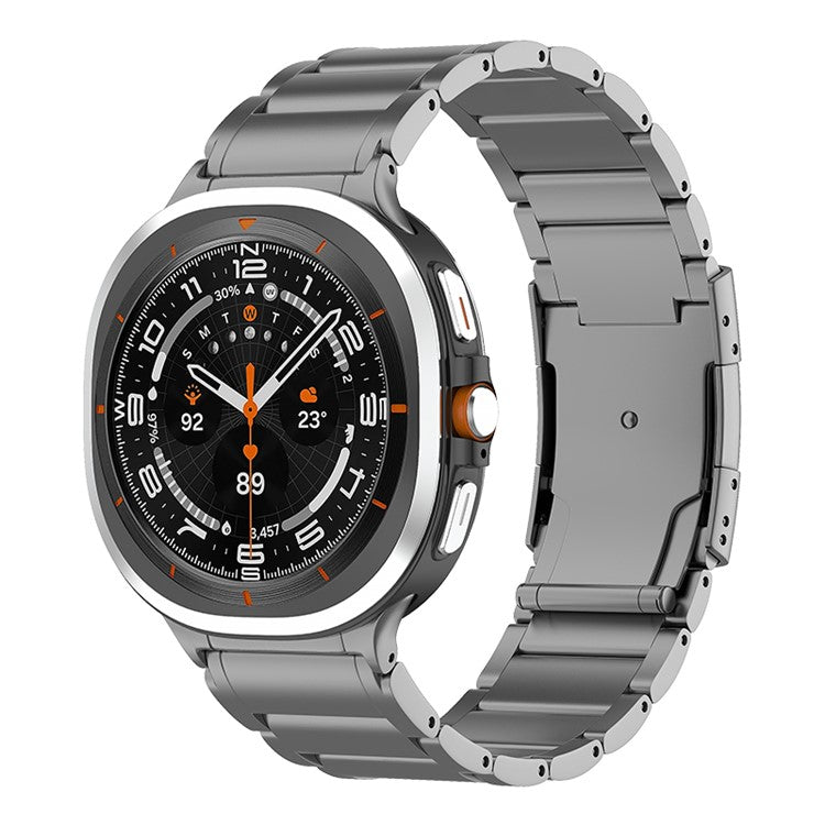 Titanium Steel Band for Samsung Galaxy Watch Ultra 47mm Replacement 3-bead Watch Strap - Grey