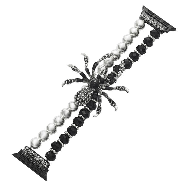 For Apple Watch Series 10 42mm / 9 8 7 41mm / SE (2023) SE (2022) SE 6 5 4 40mm / 3 2 1 38mm Spider Beads Strap Bracelet - Silver