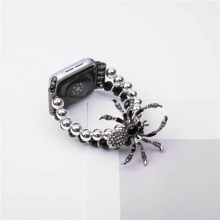 For Apple Watch Series 10 42mm / 9 8 7 41mm / SE (2023) SE (2022) SE 6 5 4 40mm / 3 2 1 38mm Spider Beads Strap Bracelet - Silver