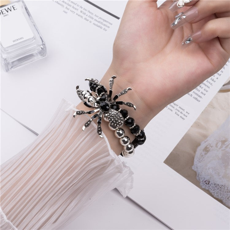 For Apple Watch Series 10 42mm / 9 8 7 41mm / SE (2023) SE (2022) SE 6 5 4 40mm / 3 2 1 38mm Spider Beads Strap Bracelet - Silver
