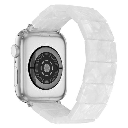 For Apple Watch 10 46mm / Ultra 2 / Ultra 49mm / 9 8 7 45mm / SE (2023) SE (2022) SE 6 5 4 44mm / 3 2 1 42mm Resin Blocks Strap - Pearl White