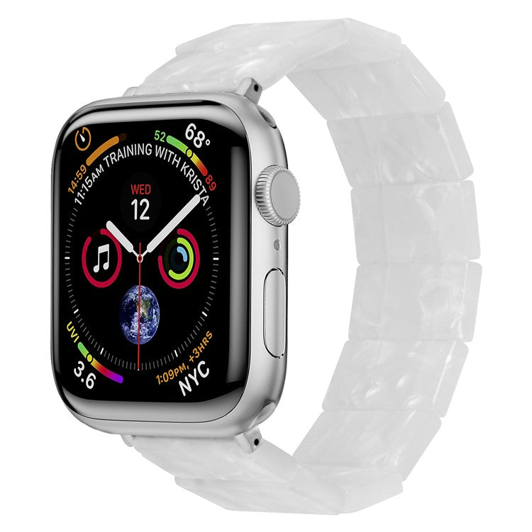 For Apple Watch 10 46mm / Ultra 2 / Ultra 49mm / 9 8 7 45mm / SE (2023) SE (2022) SE 6 5 4 44mm / 3 2 1 42mm Resin Blocks Strap - Pearl White