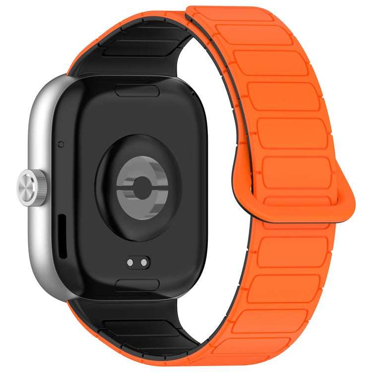 For Xiaomi Smart Band 8 Pro  /  Redmi Watch 4 Magnetic TPU Watch Strap Dual Color Strap - Orange+Black