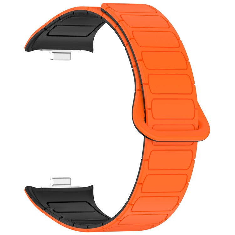 For Xiaomi Smart Band 8 Pro  /  Redmi Watch 4 Magnetic TPU Watch Strap Dual Color Strap - Orange+Black