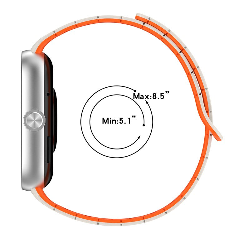 For Xiaomi Smart Band 8 Pro  /  Redmi Watch 4 Magnetic TPU Watch Strap Dual Color Strap - Orange+Black