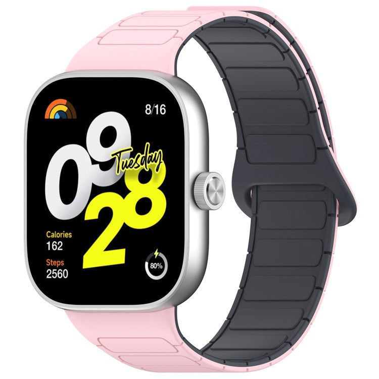 For Xiaomi Smart Band 8 Pro  /  Redmi Watch 4 Magnetic TPU Watch Strap Dual Color Strap - Light Pink+Grey