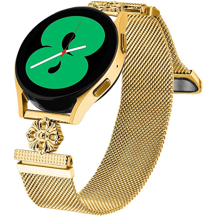 For Huami Amazfit GTR 42mm Milanese Band Flower Stainless Steel Magnetic Mesh Watch Strap - Gold