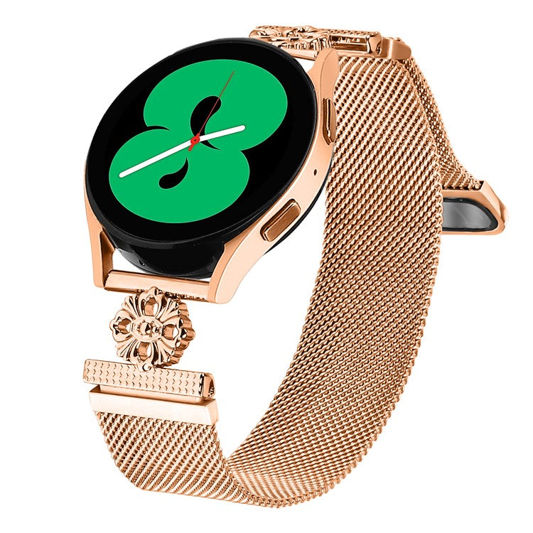 For Huami Amazfit GTS 4 Mini Milanese Band Flower Stainless Steel Magnetic Mesh Watch Strap - Rose Gold