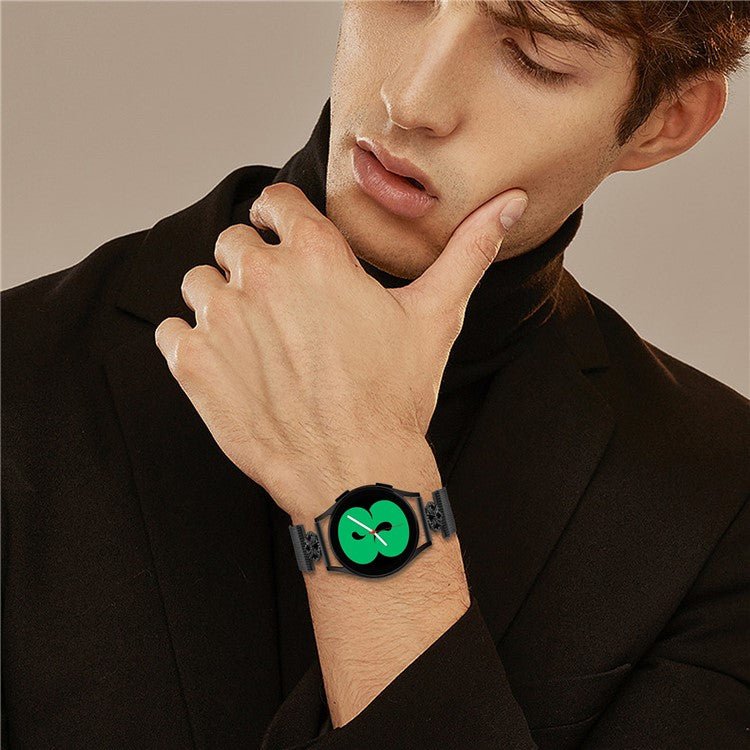 For Huami Amazfit Pop Pro Milanese Band Flower Stainless Steel Magnetic Mesh Watch Strap - Black