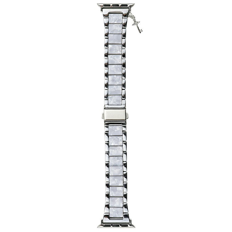 Resin+Zinc Alloy Strap for Apple Watch Series 10 42mm  /  Series 9 8 7 41mm  /  SE (2023) SE (2022) SE 6 5 4 40mm  /  3 2 1 38mm Band - Silver Splicing