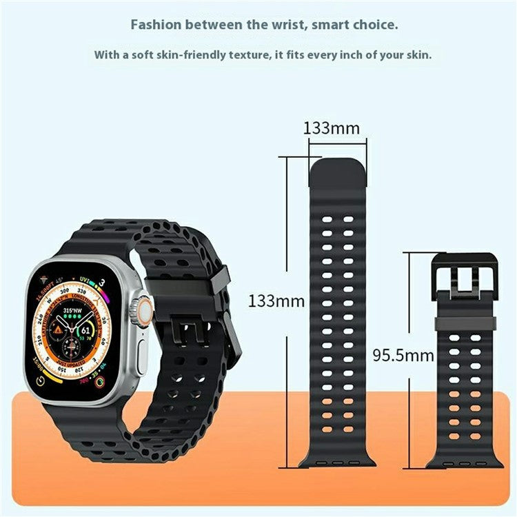 Silicone Strap for Apple Watch Series 10 46mm / Ultra 2 Ultra 49mm / Series 9 8 7 45mm / SE (2023) SE (2022) SE 6 5 4 44mm / 3 2 1 42mm - White