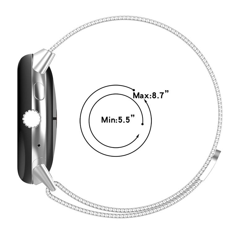 For Google Pixel Watch 3 45mm Metal Watch Strap Milanese Mesh Magnetic Wrist Band - Black