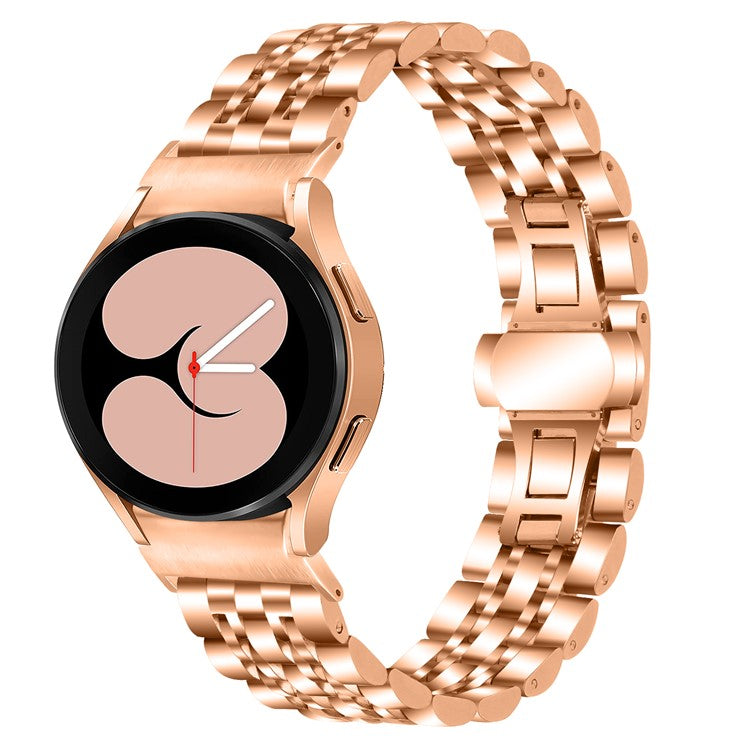 For Samsung Galaxy Watch7 44mm 40mm Metal Watch Band 7-Beads Strap with Quick Release Connector - Rose Gold