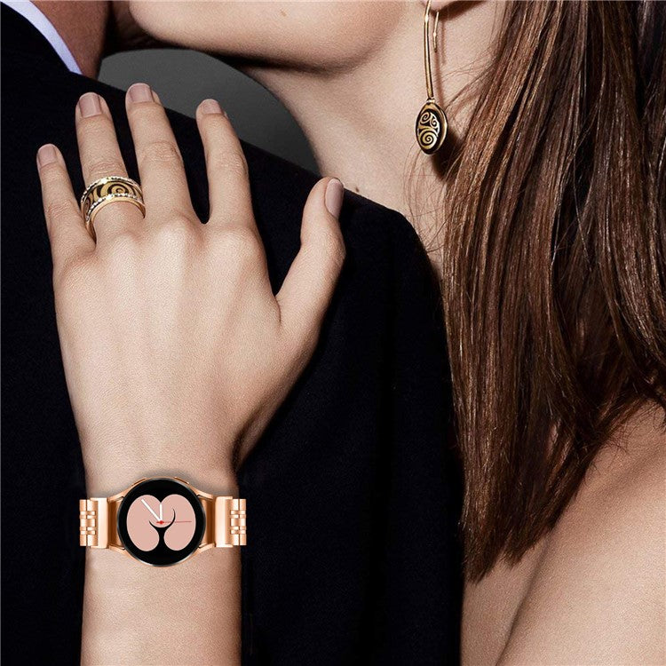For Samsung Galaxy Watch7 44mm 40mm Metal Watch Band 7-Beads Strap with Quick Release Connector - Rose Gold