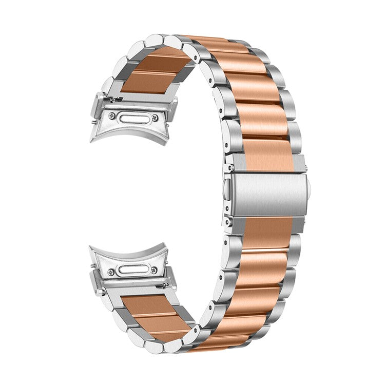 For Samsung Galaxy Watch7 40mm / 44mm Strap Quick Release Connector Stainless Steel Watch Band - Silver / Rose Gold