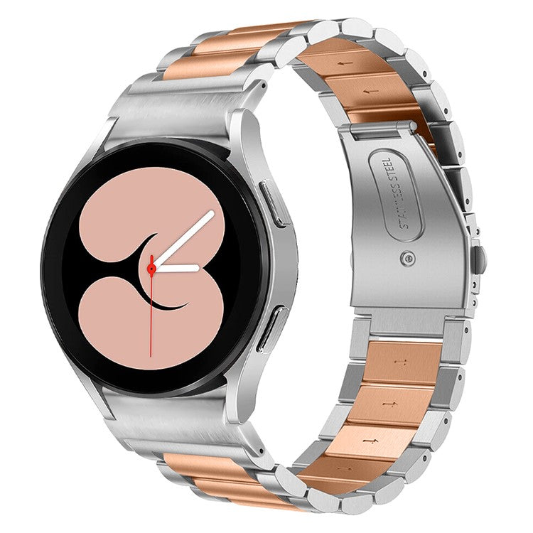 For Samsung Galaxy Watch7 40mm / 44mm Strap Quick Release Connector Stainless Steel Watch Band - Silver / Rose Gold