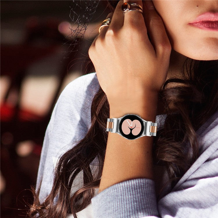 For Samsung Galaxy Watch7 40mm / 44mm Strap Quick Release Connector Stainless Steel Watch Band - Silver / Rose Gold