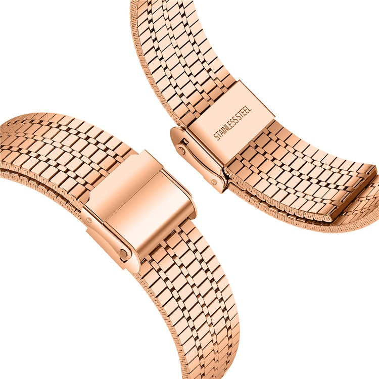 For Samsung Galaxy Watch7 44mm 40mm Watch Band 7-Beads Stainless Steel Wrist Strap - Rose Gold