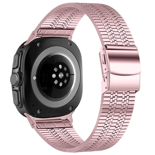 For Samsung Galaxy Watch Ultra 47mm Watch Band Stainless Steel 5-Beads Wrist Strap - Rose Pink