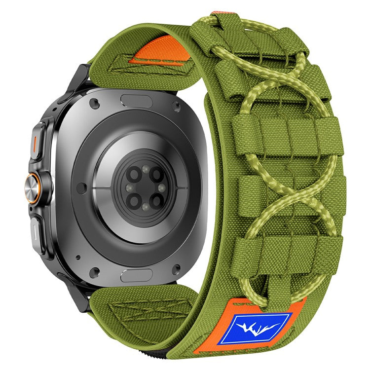 For Samsung Galaxy Watch Ultra 47mm Nylon Watch Strap Track Braided Rope Strap - Black-Green