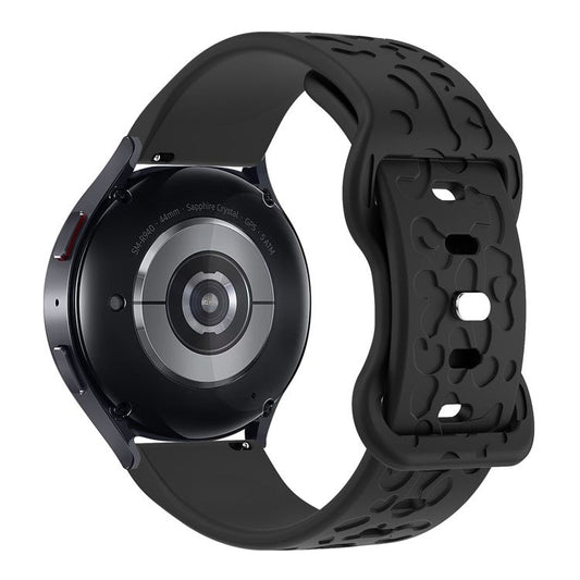 KALEBOL 18mm Silicone Strap for Huawei Watch GT 4 41mm / Garmin Venu 3S Leopard Texture Watch Band - Black