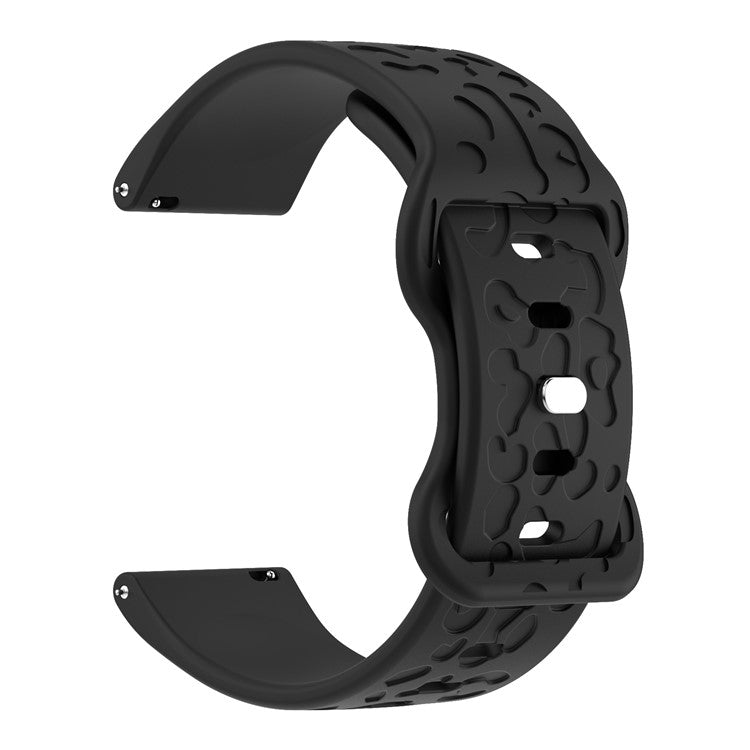 KALEBOL 18mm Silicone Strap for Huawei Watch GT 4 41mm / Garmin Venu 3S Leopard Texture Watch Band - Black